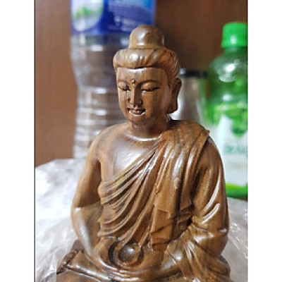 Tượng phật bổn sư thích ca bằng gỗ bách xanh thơm phức kt cao 15×9cm   