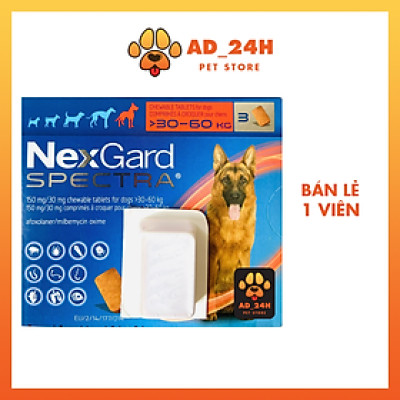 Một Viên (1V) Nexgard Spectra - Ve Ghẻ Demodex Xổ Giun Chó 30-60Kg