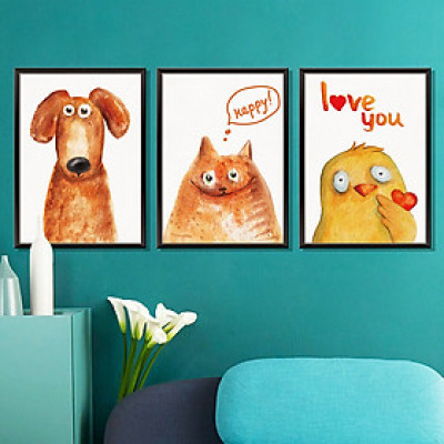 Decal dán tường khung tranh Chó mèo gà ZOOYOO XL8322
