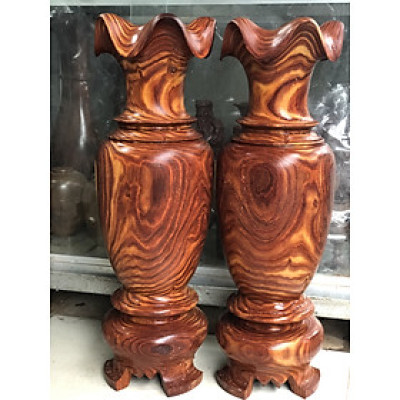 Cặp lộc bình bằng gỗ trắc kt cao 60×20cm