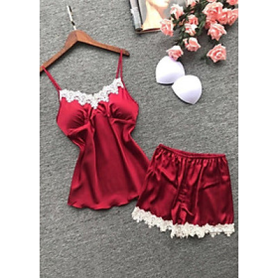Bộ áo quần Ngủ Đùi nữ Phi Lụa Ren Ngực 926