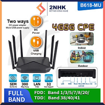 Bộ phát wifi từ sim 4G 5G B618 có 4 cổng WAN/LAN, 6 ăngten siêu khỏe, ổn định sử dụng mọi loại sim - Hàng chính hãng/Hàng nhập khẩu