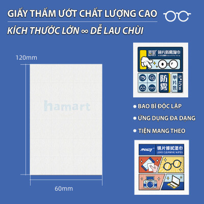 100 Miếng Giấy Lau Kính Cận Dùng 1 Lần Melly Khăn Lau Kính Mắt Khử Khuẩn Đa Năng Chống Hơi Nước