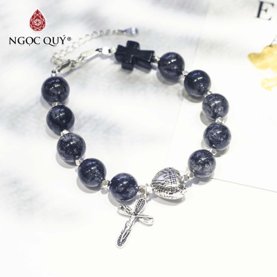 Vòng mân côi đá thạch anh tóc đen phối charm bạc mệnh thủy, mộc - Ngọc Quý Gemstones