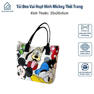 Túi Đeo Vai Hoạt Hình Mickey Thời Trang Đa Năng Dung Tích Lớn - Túi Tote Nữ Lớp Học Sinh Mới - HÀNG CHÍNH HÃNG MINIIN