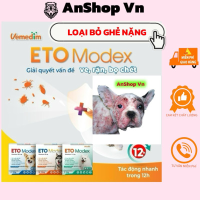 COMBO Viên ETO MODEX Sạch Ve, Ghẻ, Và Chai Xịt Nấm Ghẻ Nặng Thảo Dược Cho Chó Mèo, An Toàn Cho Thú Cưng
