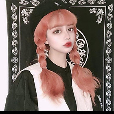 Tóc giả hồng️ cúp cao cấp- tặng lưới chùm tóc