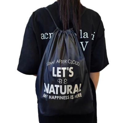 Balo dây rút vải, vải dù, đựng giấy tờ A4, laptop, quần áo, giày thể thao MÀU ĐEN