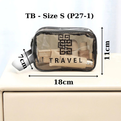 Túi đựng mỹ phẩm trong suốt có quai cao cấp MÀU ĐEN 26x15x10cm