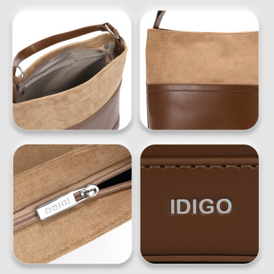 Túi đựng tài liệu A5 IDIGO FB2 - 5060, túi xách nữ công sở phom đứng phối nhung mềm mại