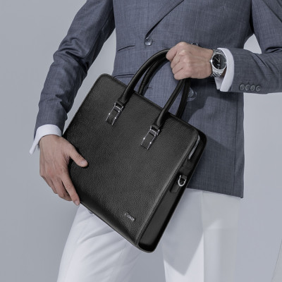 Túi Xách, Cặp Thời Trang Nam Khóa Số Cao Cấp Da Bò Mill CTS12 Đen