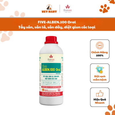 [100ml] FIVE-ALBEN.100 Oral Tẩy sán, sán lá, sán dây, diệt giun các loại