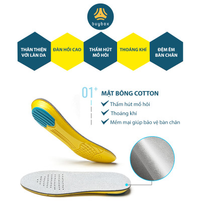 Lót giày thể thao EVA biết thở có rãnh chịu lực và gel chống thốn gót buybox BBPK26