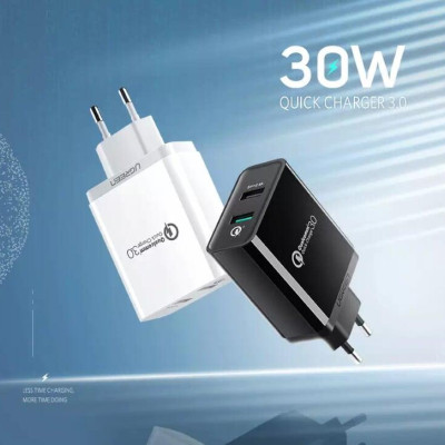 Ugreen UG30599CD132TK 30W màu Đen Củ sạc nhanh 2 cổng USB chuẩn QC 3.0 + 2.4A - HÀNG CHÍNH HÃNG