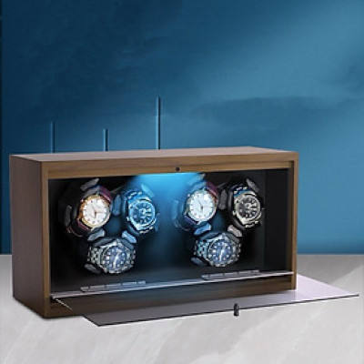 Tủ Đồng Hồ Cơ Lên Cót SAIKE SAIKE S6024 Mẫu 6 Xoay Vỏ Gỗ - Có Đèn Led - Nắp Cảm Biến