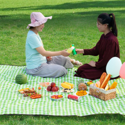 Thảm picnic Suncojia, thảm chống ẩm, kiểu sọc xanh trắng, thảm bãi biển, kích thước 2×1.5 mét