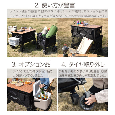 Xe kéo dã ngoại 2 tầng ngoài trời du lịch cắm trại, picnic đa năng bánh xe rộng có khóa cố định dung tích 300l gấp gọn được camping