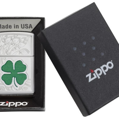 Bật lửa Zippo Clover High Polish Chrome Design 24699