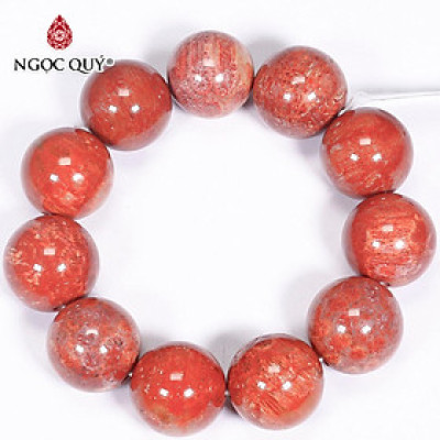 Vòng tay đá san hô hóa thạch size hạt 20mm mênh hỏa, thổ - Ngọc Quý Gemstones