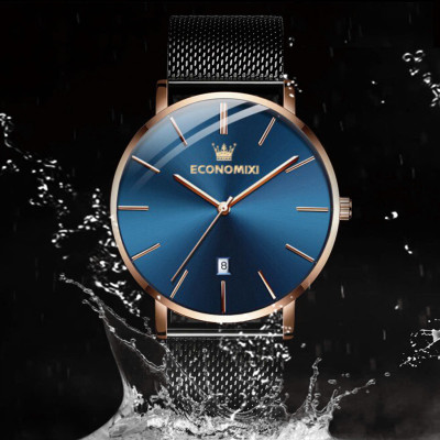 Đồng hồ nam cao cấp DEYROS dây thép lụa đen chạy lịch ngày phong cách thể thao khỏe khoắn