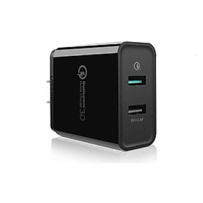 Ugreen UG30599CD132TK 30W màu Đen Củ sạc nhanh 2 cổng USB chuẩn QC 3.0 + 2.4A - HÀNG CHÍNH HÃNG