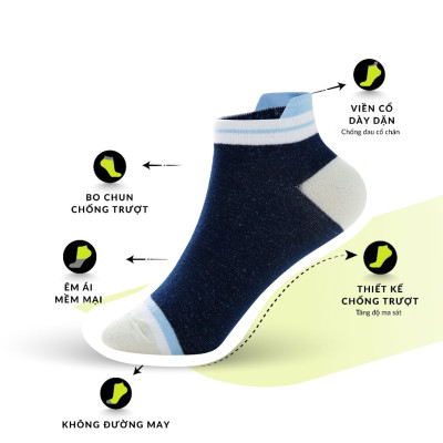 Combo 10 đôi tất vớ thời trang ALLPUR cổ ngắn light cushion thoáng khí dày dặn êm ái