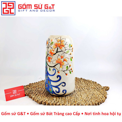 Lọ hoa dáng đu đủ khắc công Gốm Sứ G&T