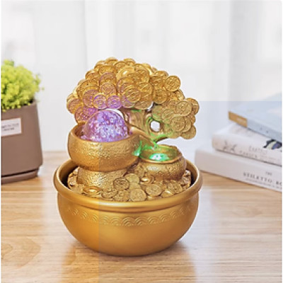 Thác Nước Phong Thủy Cây Vàng Ngọc Châu Tài Lộc Decord Trang Trí_ Hàng Chính Hãng