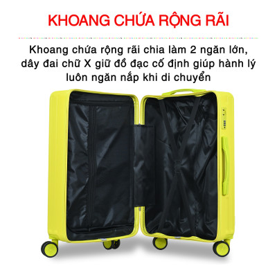 Vali kéo du lịch cao cấp bảo hành chính hãng Size 24inch KS-219 - Trắng Sữa