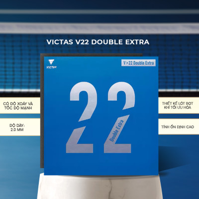 Mặt Vợt Bóng Bàn Victas V22 Double Extra Xanh - Tốc Độ Tối Ưu, Độ Xoáy Mạnh Mẽ, Hiệu Suất Đỉnh Cao