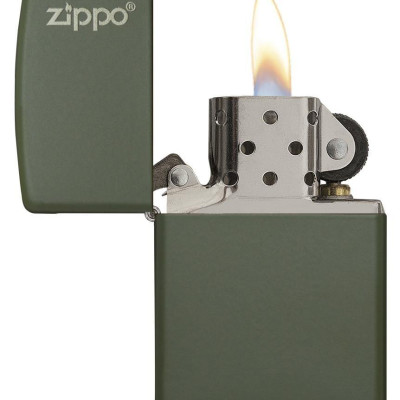 Bật Lửa Classic Green Matte Zippo Logo 221ZL