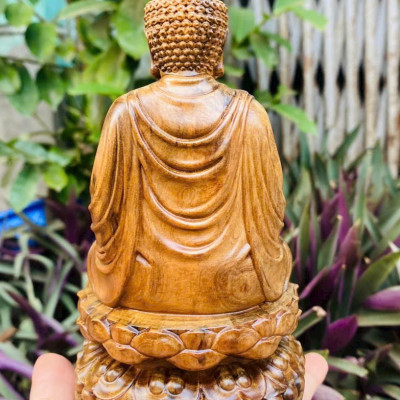 TƯỢNG PHẬT THÍCH CA GỖ BÁCH XANH THƠM NỨC KT CAO 15×9×8CM 