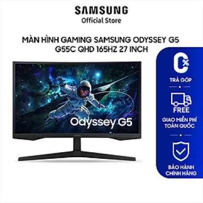 Màn hình Gaming Samsung 27 inch Odyssey G5 G55C QHD 165Hz LS27CG552EEXXV - Hàng chính hãng