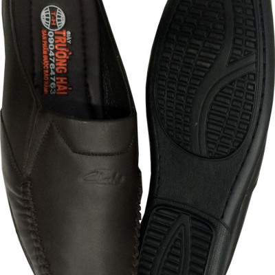 Dép nam Trường Hải bít mũi da bò cao cấp màu nâu  BM214