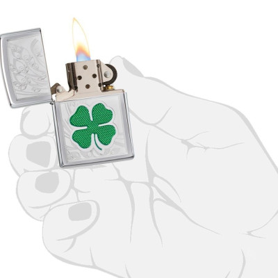 Bật lửa Zippo Clover High Polish Chrome Design 24699