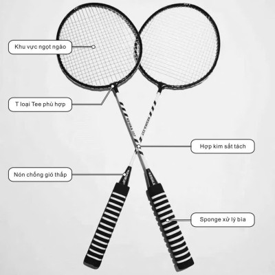 Bộ 2 Vợt Cầu Lông Tay Cầm Đệm Mút Tặng Kèm 03 Quả Cầu Hàng Chính Hãng - Đàn Hồi Tốt, Siêu Cứng, Siêu Bền - HÀNG CHÍNH HÃNG MINIIN
