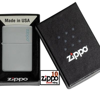 Bật lửa Zippo (sơn tĩnh điện) 49452ZL Classic Flat Grey Zippo Logo SKU - Chính hãng 100%