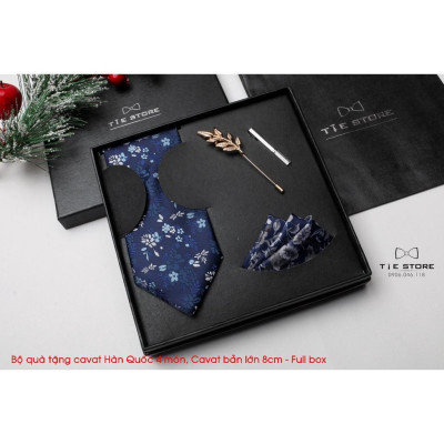 Bộ Cavat 8cm Cao Cấp Hàn Quốc 4 món Phụ Kiện - Full box kèm túi xách, nhiều mẫu