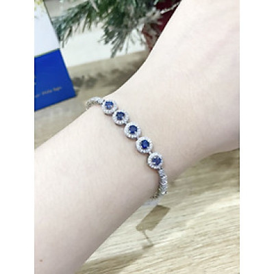 Lắc Tay Đính Đá Sapphire thiên nhiên (Round-shape) - MOON Jewelry