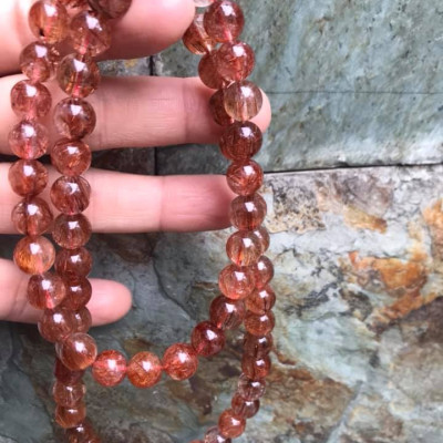 VÒNG CỔ ĐÁ THẠCH ANH TÓC ĐỎ VIP SIZE 8MM CUNG SANH 