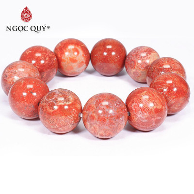 Vòng tay đá san hô hóa thạch size hạt 20mm mênh hỏa, thổ - Ngọc Quý Gemstones