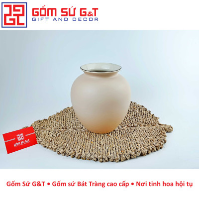 Lọ hoa dáng vò vẽ cam Gốm Sứ G&T