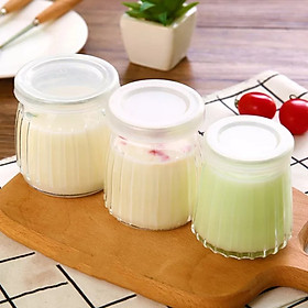 Bộ 12 Hũ Thuỷ Tinh Sọc 100ML Làm Yaourt- Sữa Chua Caramen-Pudding- Có Nắp Đậy- Hàng Chính Hãng MINIIN