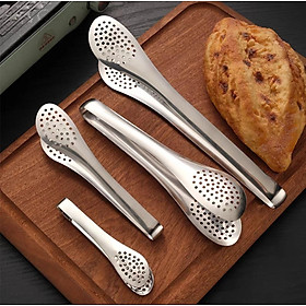 Kẹp gắp thức ăn bằng inox đầu tròn có nhiều lỗ ráo mỡ - nhiều cỡ 18cm - 23cm - 28cm