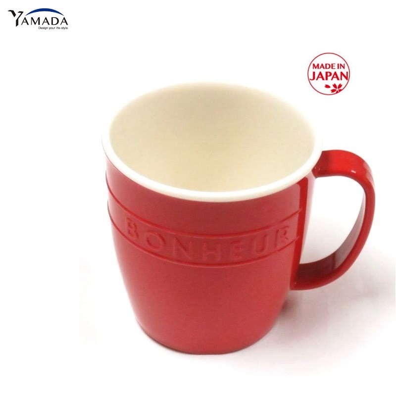 Cốc nhựa giả sứ Yamada 300ml, kiểu dáng đơn giản cùng quai cầm chữ C tiện dụng, chắc chắn - nội địa Nhật Bản