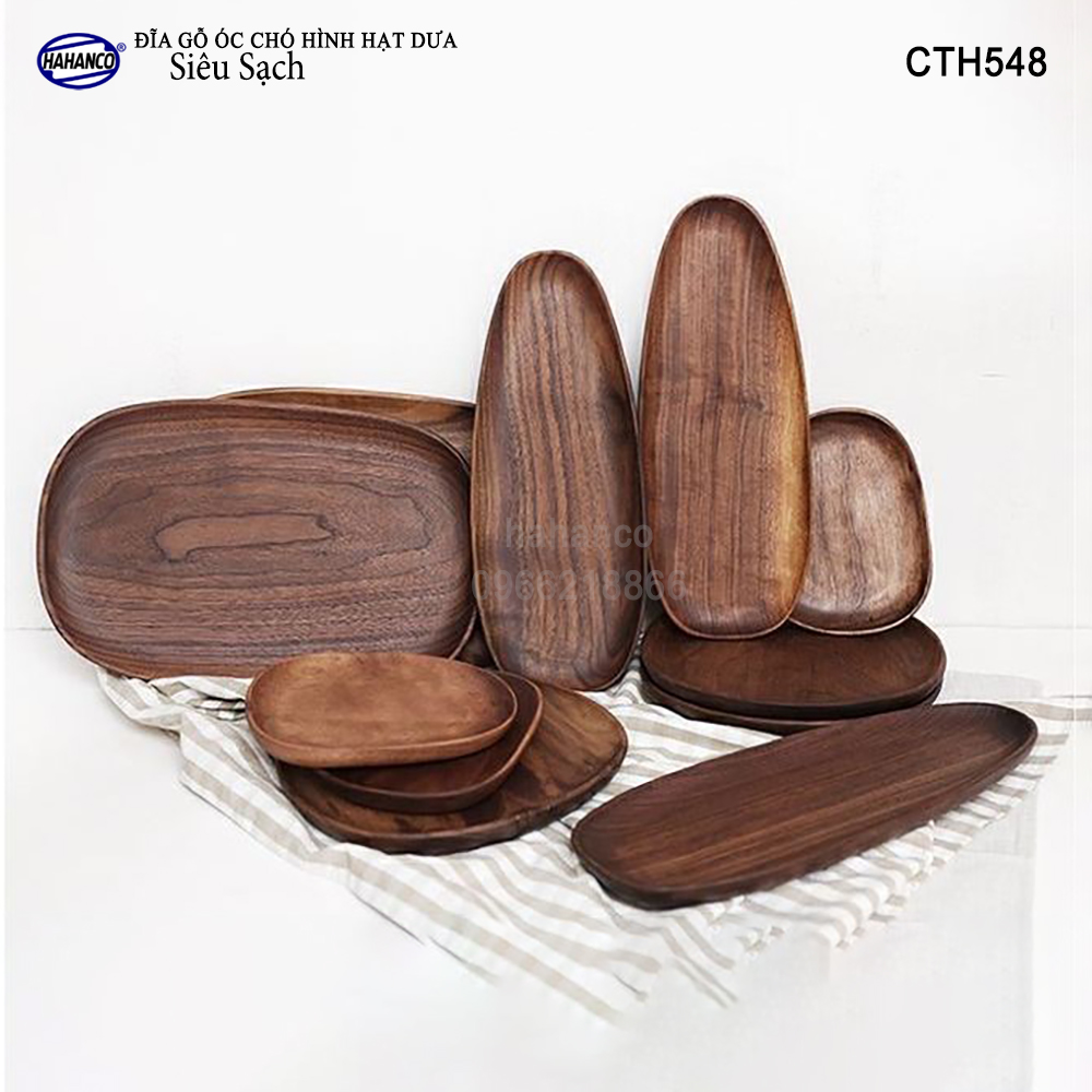 Đĩa Khay Gỗ Óc Chó (Đủ Size & Kiểu Dáng) hàng Xuất Khẩu - đựng đồ ăn/trang trí - đĩa bánh mì/trái cây/ bít tết/ pizza/ phụ kiện chụp ảnh, bày món ăn trong nhà hàng - Sang trọng trên bàn ăn