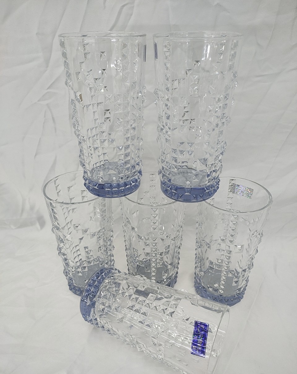 BỘ 6 LY UỐNG NƯƠC THỦY TINH CAO CẤP CHỊU NHIỆT 355ML HẠT NỔI - VD51