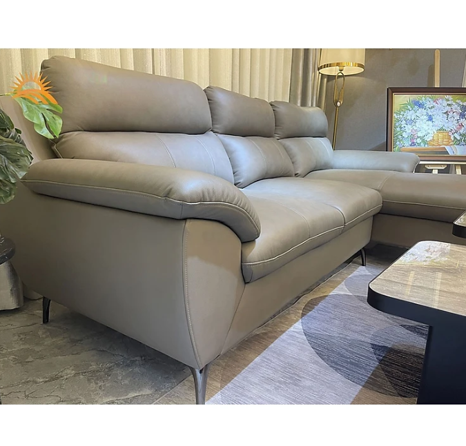 Ghế sofa góc L da bò Italy Tundo màu xám SFLCT01 2m6 x 1m6 hàng cao cấp chuẩn da bò nhập khẩu Ý