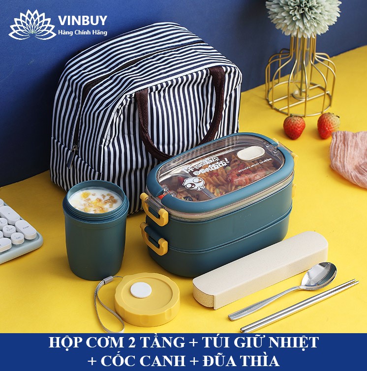 Hộp Cơm Giữ Nhiệt INOX304 Hiện Đại Kèm Hộp Đựng Canh Soup và Bộ Đũa Thìa INOX – Chất Liệu Cao Cấp An Toàn Cho Sức Khỏe – Hàng Chính Hãng Vinbuy