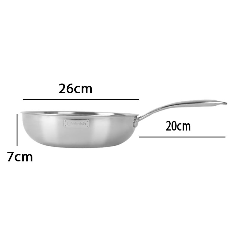 Chảo Inox 304 Cao Cấp 3 Lớp Đáy Liền Elmich Tri-Max EL-3796 Size 26cm - Hàng chính hãng